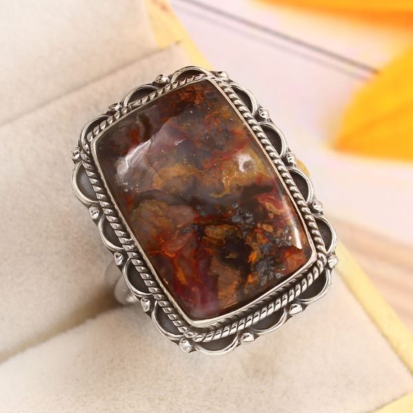 Copper Chrysocolla Size US 11 925 Sterling Silver Ring (REXT79-14)