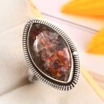 Copper Chrysocolla Size US 8 925 Sterling Silver Ring (REXT79-17)