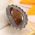 Copper Chrysocolla Size US 9 925 Sterling Silver Ring (REXT79-8)