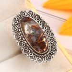 Copper Chrysocolla Size US 8 925 Sterling Silver Ring (REXT79-18)