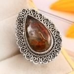 Copper Chrysocolla Size US 8 925 Sterling Silver Ring (REXT79-19)