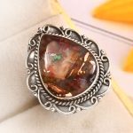 Copper Chrysocolla Size US 8 925 Sterling Silver Ring (REXT79-20)