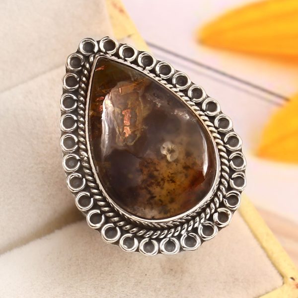 Copper Chrysocolla Size US 10 925 Sterling Silver Ring (REXT79-12)