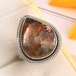 Copper Chrysocolla Size US 8 925 Sterling Silver Ring (REXT79-22)