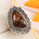 Copper Chrysocolla Size US 8 925 Sterling Silver Ring (REXT79-23)