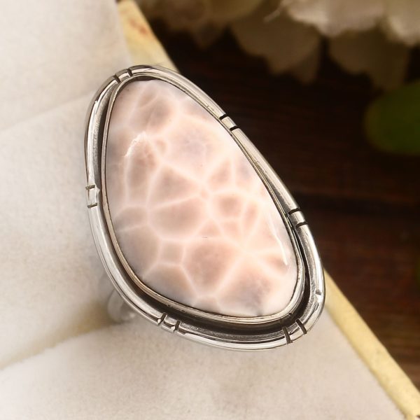 Pink Larimar Size US 8 925 Sterling Silver Ring (REXT72-263)