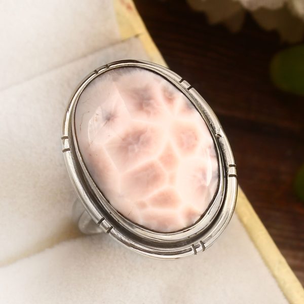 Pink Larimar Size US 11 925 Sterling Silver Ring (REXT72-269)