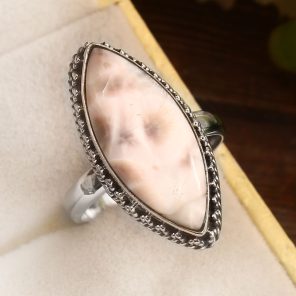 Pink Larimar Size US 8 925 Sterling Silver Ring (REXT72-241)