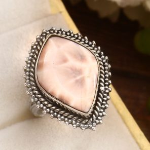 Pink Larimar Size US 8 925 Sterling Silver Ring (REXT72-242)