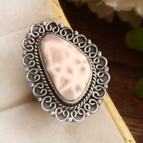 Pink Larimar Size US 8 925 Sterling Silver Ring (REXT72-238)