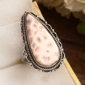 Pink Larimar Size US 10 925 Sterling Silver Ring (REXT72-250)