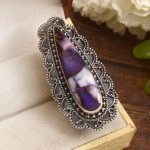 Purple Rose Dahlia Turquoise Size US 6 925 Sterling Silver Ring (REXT72-270)