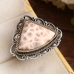 Pink Larimar Size US 9 925 Sterling Silver Ring (REXT72-244)