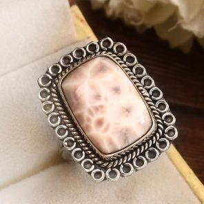 Pink Larimar Size US 10 925 Sterling Silver Ring (REXT72-251)