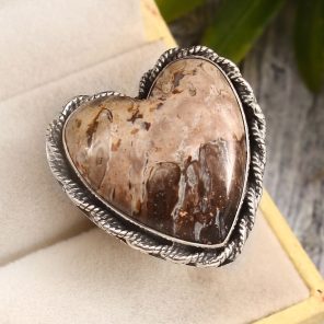 Plume Root Agate Size US 10 925 Sterling Silver Ring (REXT2-11)