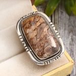 Plume Root Agate Size US 7 925 Sterling Silver Ring (REXT2-22)