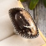 Plume Root Agate Size US 10 925 Sterling Silver Ring (REXT2-13)