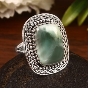 Green Larimar Size US 10 925 Sterling Silver Ring (REXT2-37)