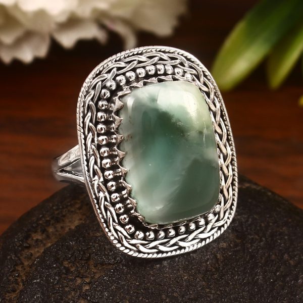 Green Larimar Size US 10 925 Sterling Silver Ring (REXT2-37)