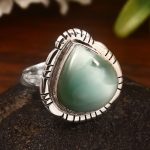 Green Larimar Size US 8 925 Sterling Silver Ring (REXT2-77)