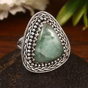 Green Larimar Size US 8 925 Sterling Silver Ring (REXT2-51)