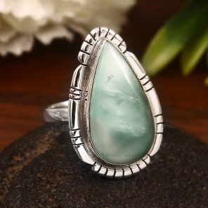 Green Larimar Size US 10 925 Sterling Silver Ring (REXT2-68)