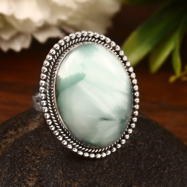 Green Larimar Size US 9 925 Sterling Silver Ring (REXT2-35)