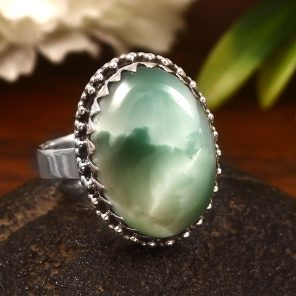 Green Larimar Size US 10 925 Sterling Silver Ring (REXT2-39)