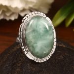 Green Larimar Size US 8 925 Sterling Silver Ring (REXT2-78)