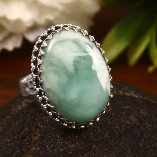 Green Larimar Size US 10 925 Sterling Silver Ring (REXT2-42)