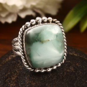 Green Larimar Size US 10 925 Sterling Silver Ring (REXT2-43)