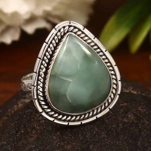 Green Larimar Size US 10 925 Sterling Silver Ring (REXT2-69)