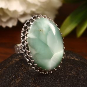 Green Larimar Size US 9 925 Sterling Silver Ring (REXT2-32)
