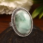 Green Larimar Size US 8 925 Sterling Silver Ring (REXT2-55)