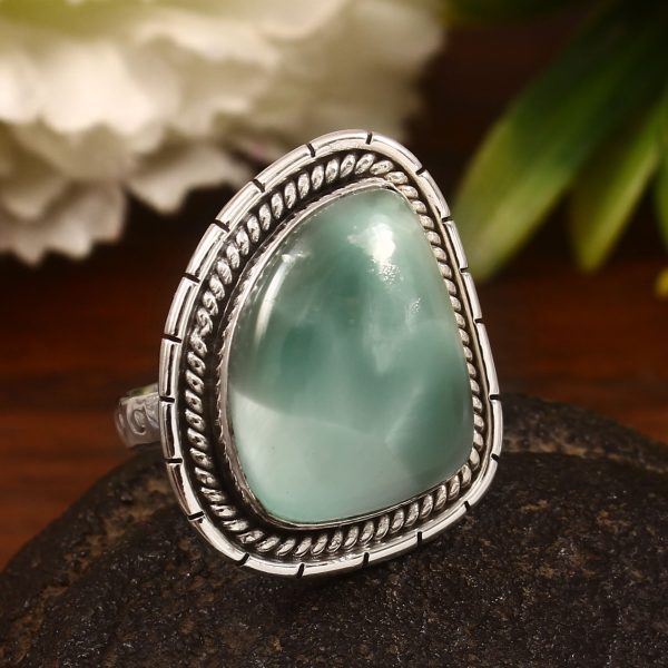 Green Larimar Size US 9 925 Sterling Silver Ring (REXT2-75)