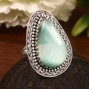 Green Larimar Size US 11 925 Sterling Silver Ring (REXT2-47)