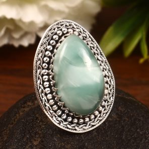Green Larimar Size US 7 925 Sterling Silver Ring (REXT2-61)