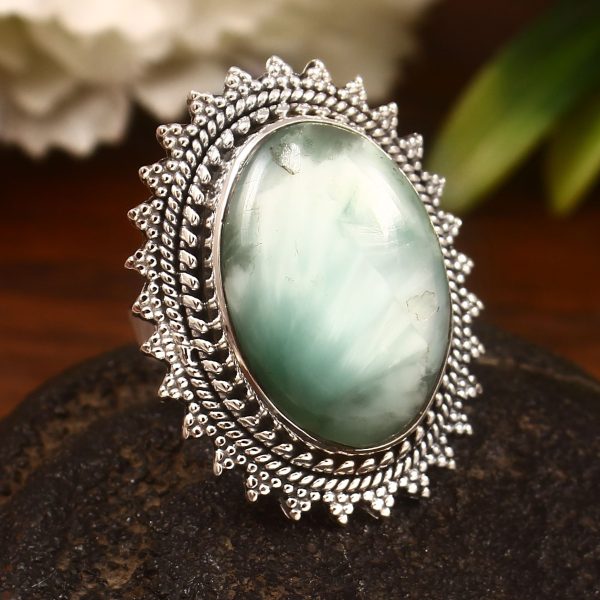 Green Larimar Size US 6 925 Sterling Silver Ring (REXT2-63)