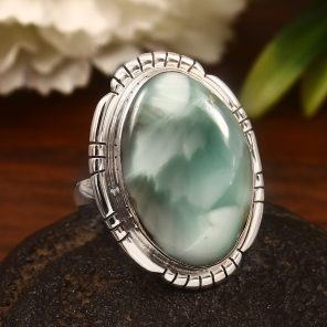 Green Larimar Size US 9 925 Sterling Silver Ring (REXT2-73)