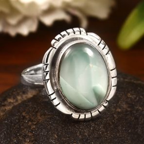 Green Larimar Size US 10 925 Sterling Silver Ring (REXT2-72)
