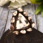 White Buffalo Turquoise & Wild Horse Jasper US 7 Sterling Silver 925 Cluster Ring (REXT40-254)