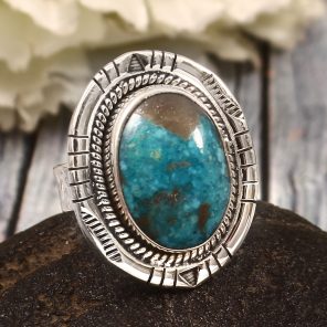 Morenci Turquoise Size US 6 Sterling Silver 925 Ring (REXT79-59)