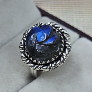 Flower Carved Labradorite 925 Silver Ring (RS38-16)