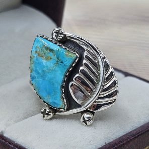 Mohave Turquoise Tiger Tooth 925 Silver Ring (RS16-204)