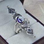 Purple Rose Dahlia Turquoise 925 Sterling Silver Ring (REXT8-99)