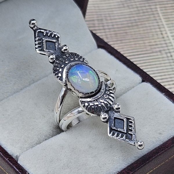 Ethiopian Opal 925 Sterling Silver Ring (REXT8-100) - Image 2