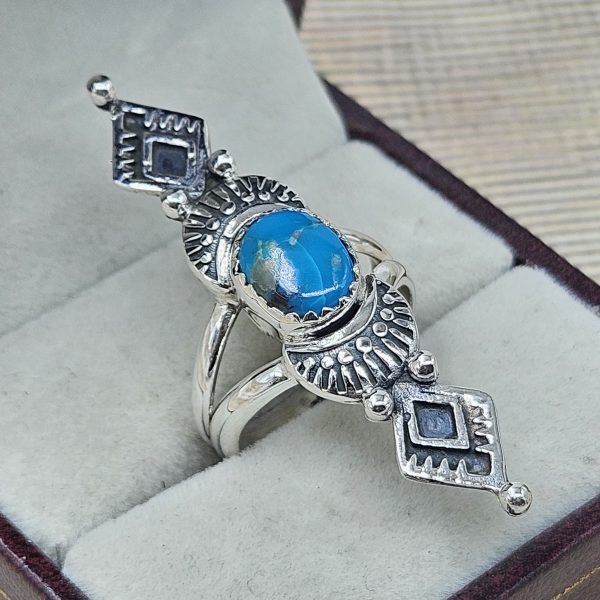 Kingman Turquoise 925 Sterling Silver Ring (REXT8-98)