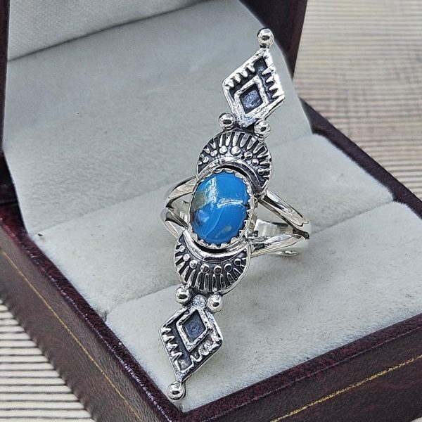 Kingman Turquoise 925 Sterling Silver Ring (REXT8-98) - Image 2
