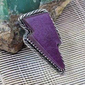 Lighting Bolt Lavender Jade 925 Sterling Silver Ring (RS5-13)