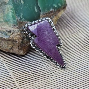 Lighting Bolt Lavender Jade 925 Sterling Silver Ring (RS5-12)